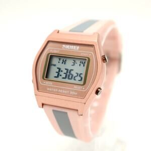SKMEI Womens Rose Gold Tone 35mm Digital Sport Watch Alarm Chrono w New Battery